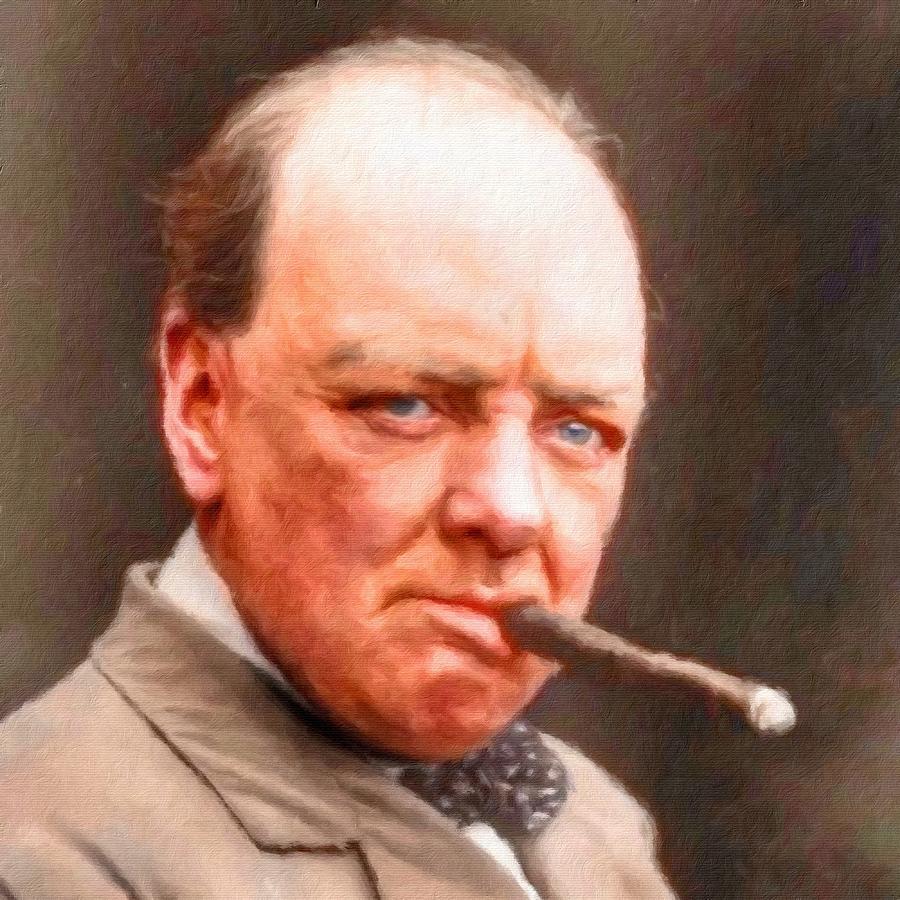 Winston Churchill, portrait Painting by Vincent Monozlay