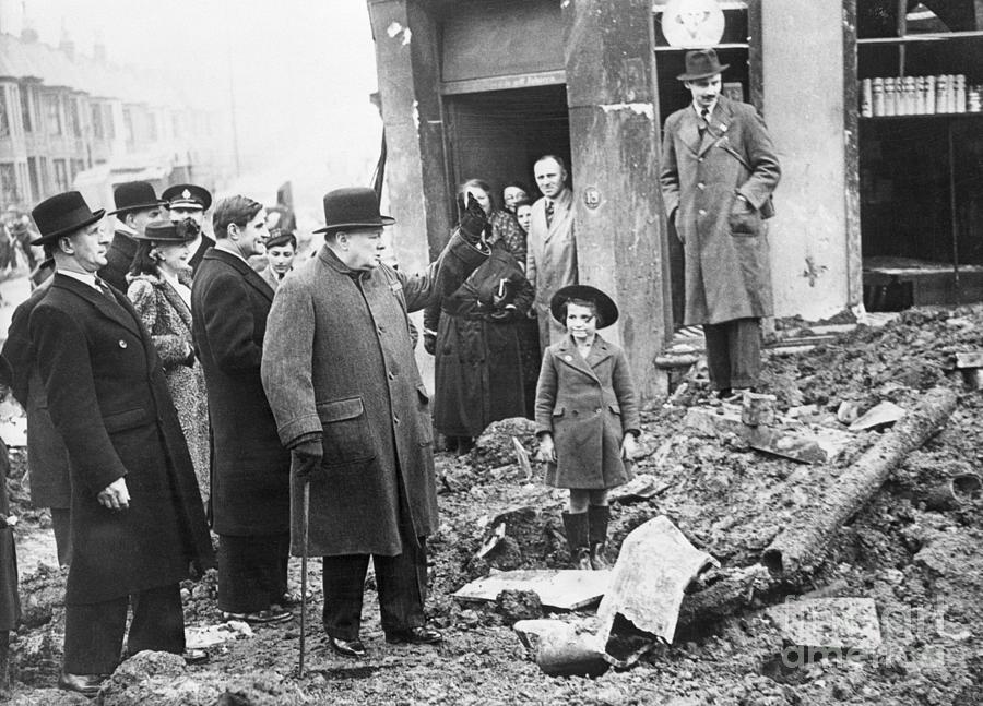 Winston Churchill Visiting Bombed-out Photograph by Bettmann