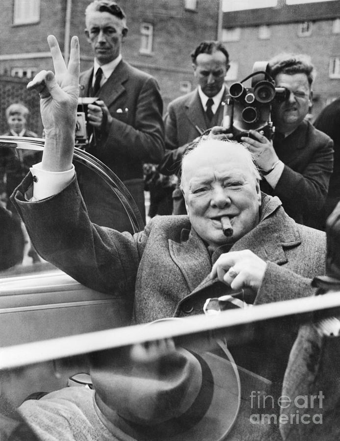 Winston Churchill Waving Photograph by Bettmann