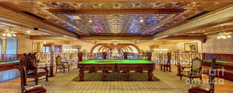 Winston Churchills Snooker Table at The Main Street Station Ultra Wide 2.5 to 1 Ratio Photograph by Aloha Art