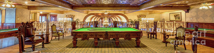 Winston Churchills Snooker Table at The Main Street Station Ultra Wide 4 to 1 Ratio Photograph by Aloha Art