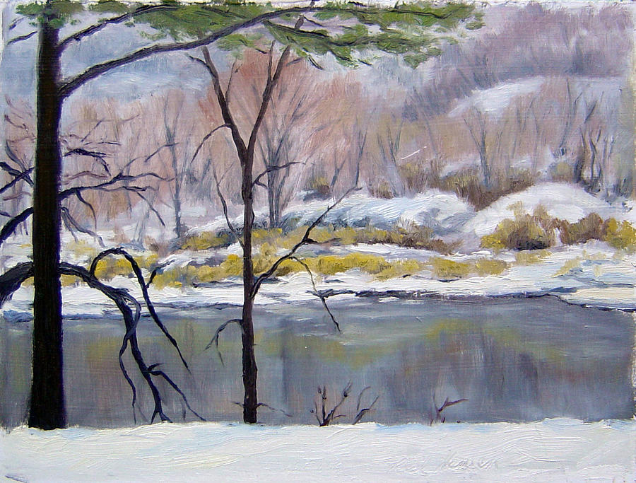 Winter Across the St Croix River Painting by Rick Hansen