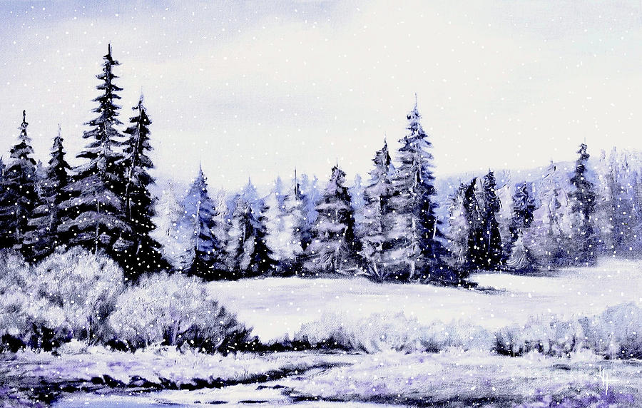 Winter Alpine Meadow  Painting by Hazel Holland