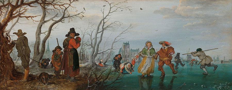 Winter -Amusement on the Ice-. Painting by Adriaen Pietersz van de Venne