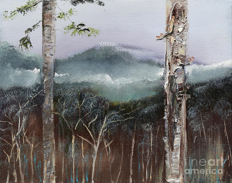Winter at Pink Knob in Ellijay Painting by Jan Dappen