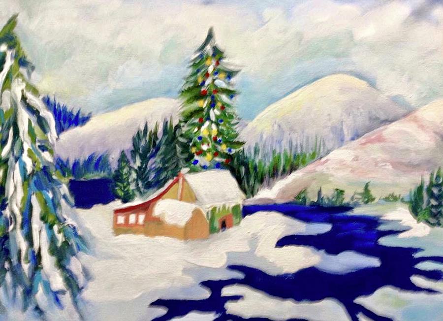 Winter at the Chalet Painting by Judy Dimentberg