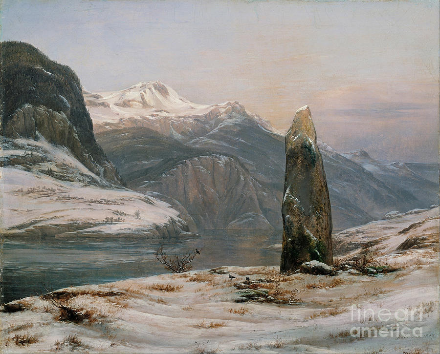 Winter At The Sognefjord. Artist Dahl Drawing by Heritage Images