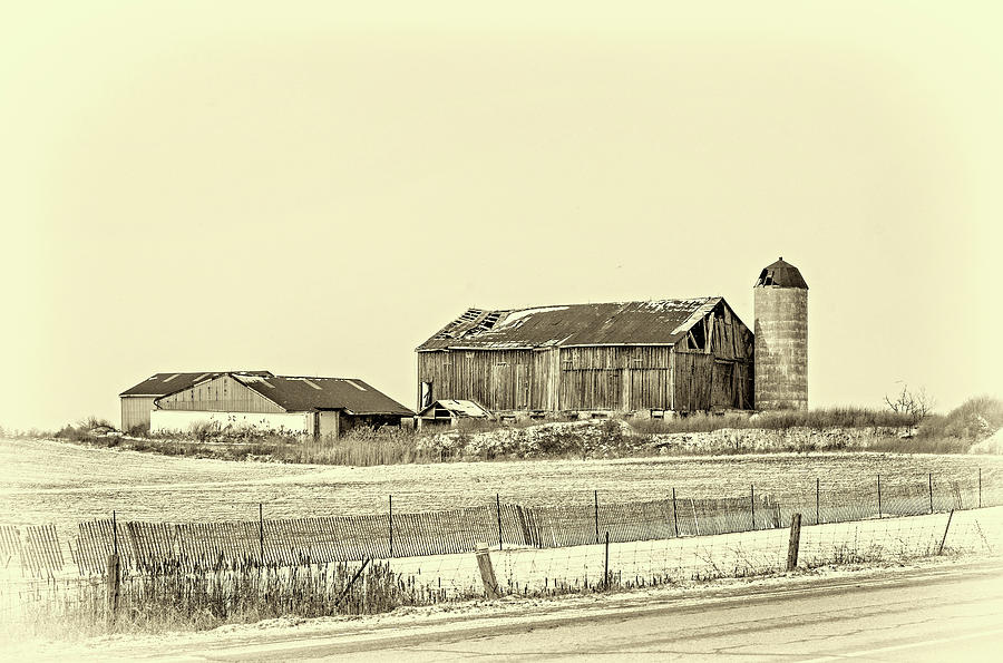 Winter Barn 4 - Sepia Photograph