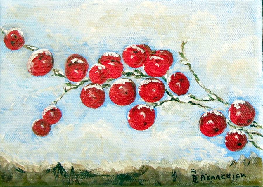 Winter Painting - Winter Berries by Rosita Pisarchick Winter Painting - Winter Berries by Rosita Pisarchick