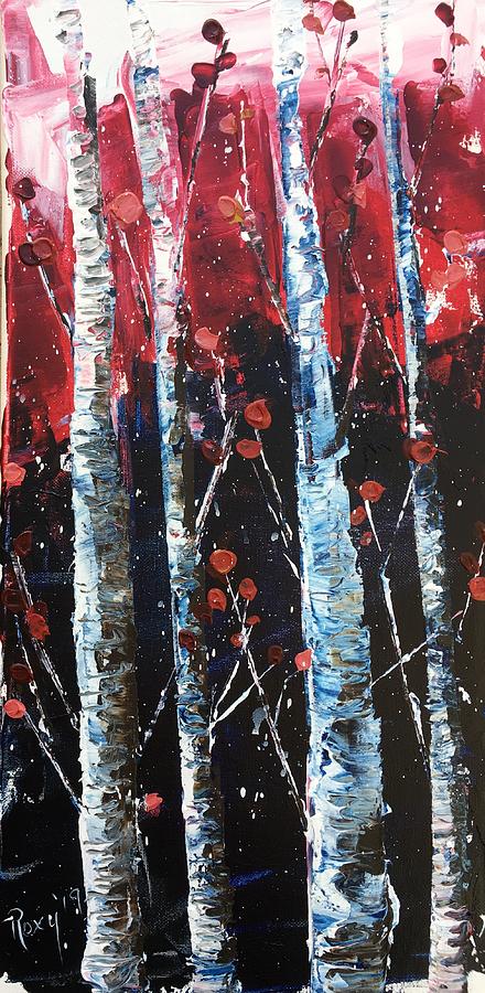 Winter Birch Painting by Roxy Rich