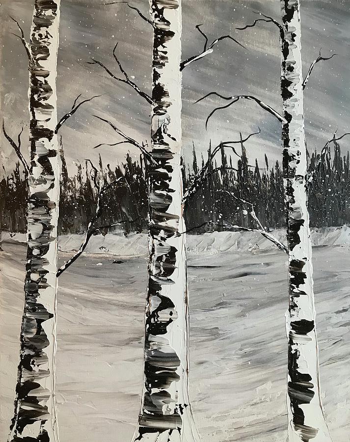 Winter Birch Painting by Willy Proctor
