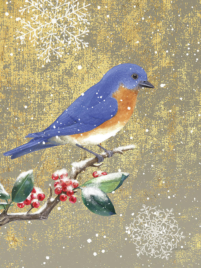 Bluebird Mixed Media - Winter Birds Bluebird Color by Beth Grove