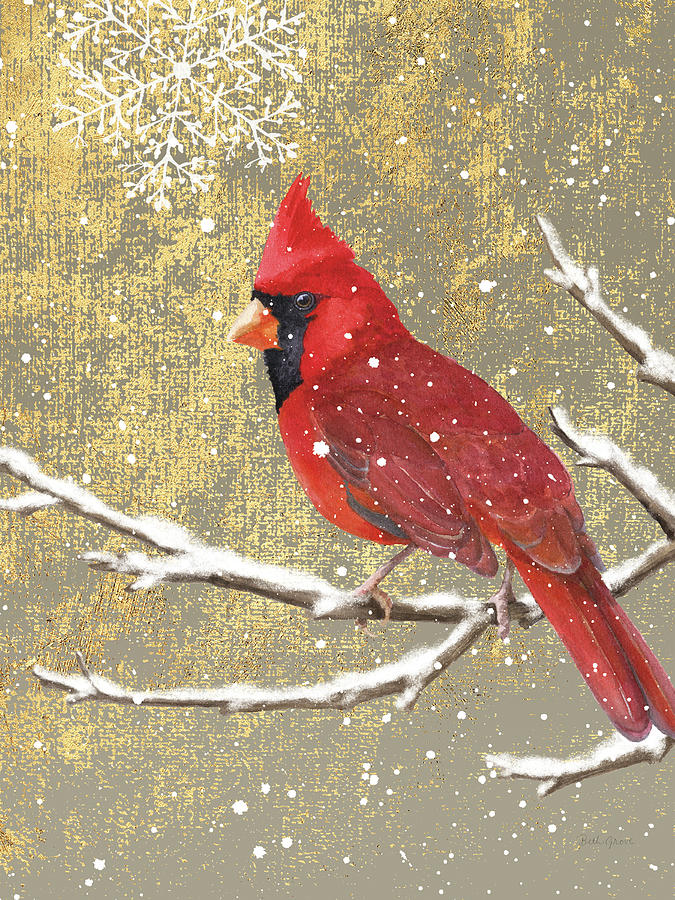 Cardinal Mixed Media - Winter Birds Cardinal Color by Beth Grove