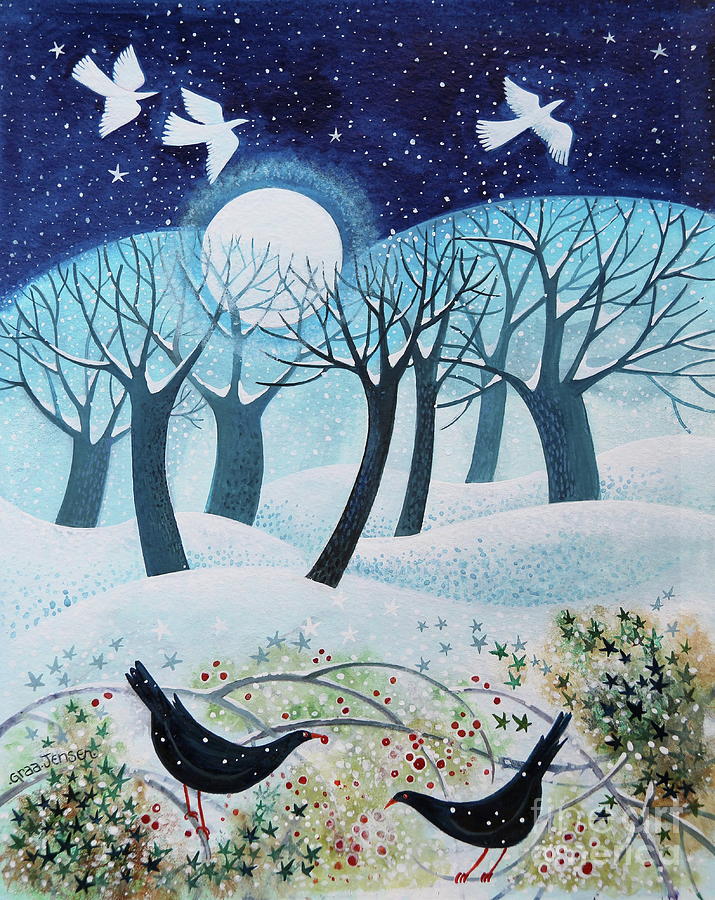 Winter Birds In The Snow Painting by Lisa Graa Jensen