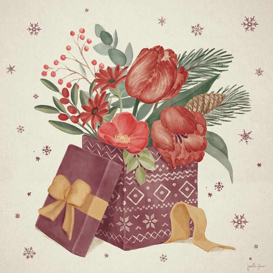 Christmas Mixed Media - Winter Blooms Iv by Janelle Penner