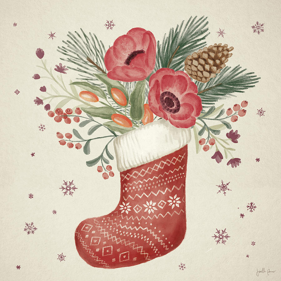 Christmas Mixed Media - Winter Blooms V by Janelle Penner