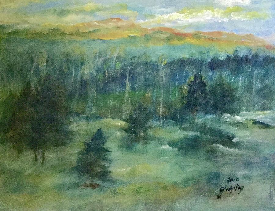 Mountain Painting - Winter Mountain Mist by Gladys Day