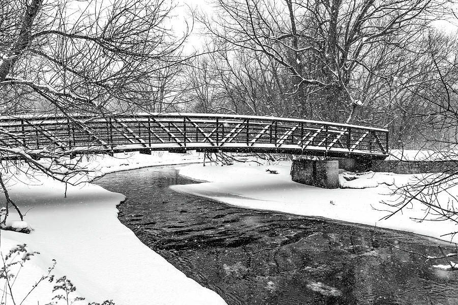 Winter Bridge Bw Photograph