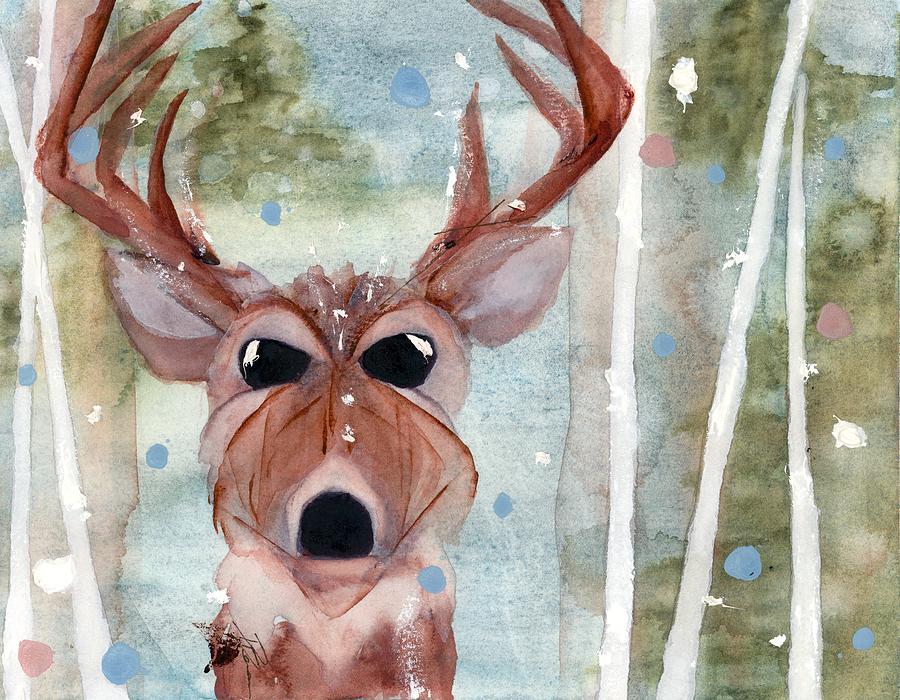 Winter Buck Painting by Dawn Derman
