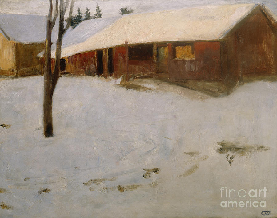 Winter By Erik Theodor Werenskiold Painting by Erik Werenskiold