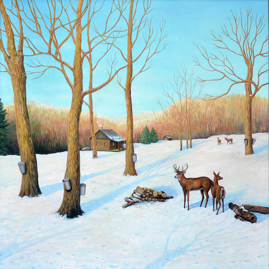 Animal Painting - Winter Cabin by Kevin Dodds