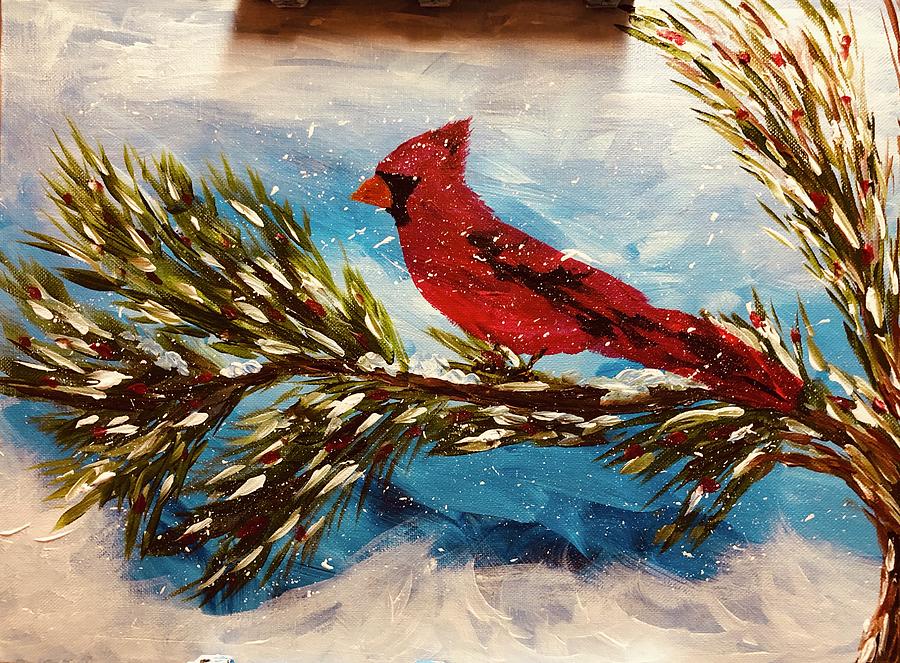 Winter Cardinal Painting by Rebecca Dole - Fine Art America