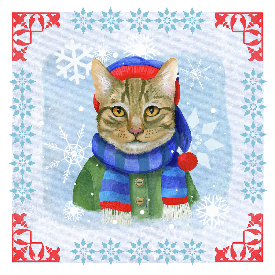 Animal Mixed Media - Winter Cat by Fiona Stokes-gilbert