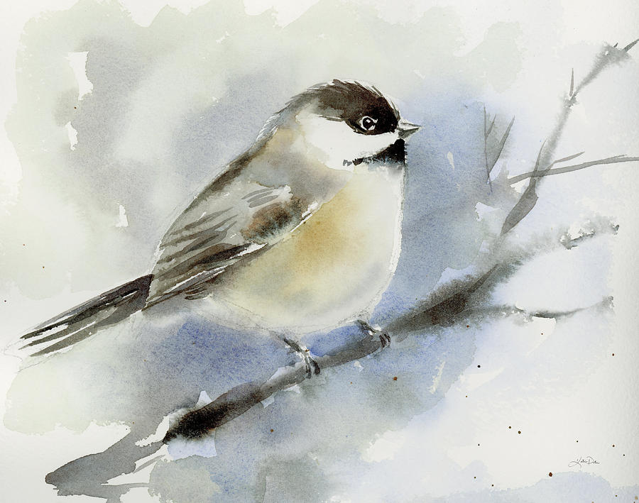 Animal Painting - Winter Chickadee by Katrina Pete