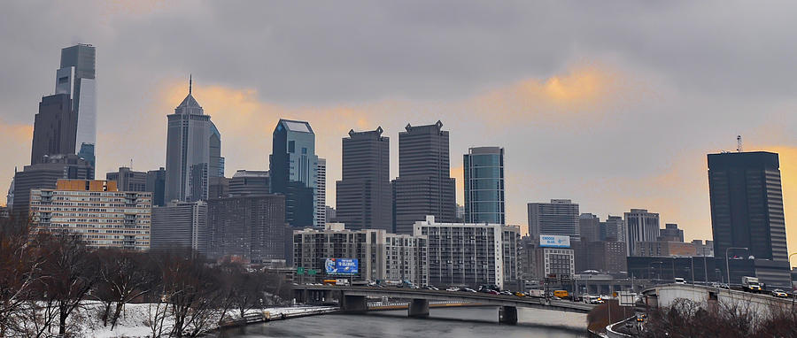 Winter Cityscape - Philadelphia Photograph by Bill Cannon
