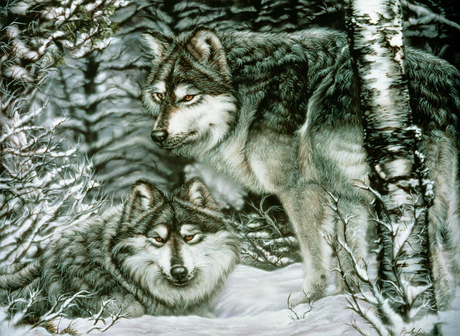 Animal Painting - Winter Companions by Jenny Newland