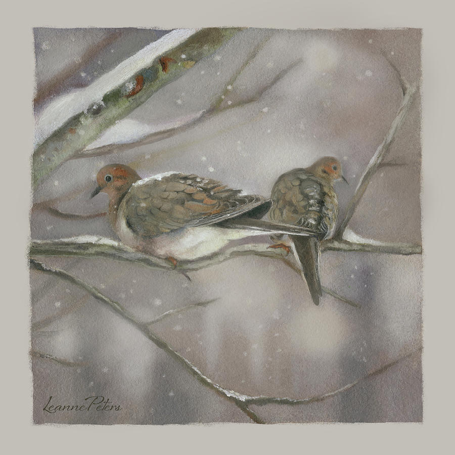 Winter Painting - Winter Doves by Art And A Little Magic