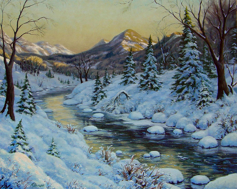 Banff National Park Painting - Winter Evening by Rick Hansen