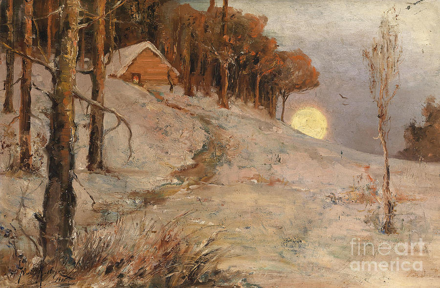 Winter Forest In A Rays Of Evening Sun Drawing by Heritage Images