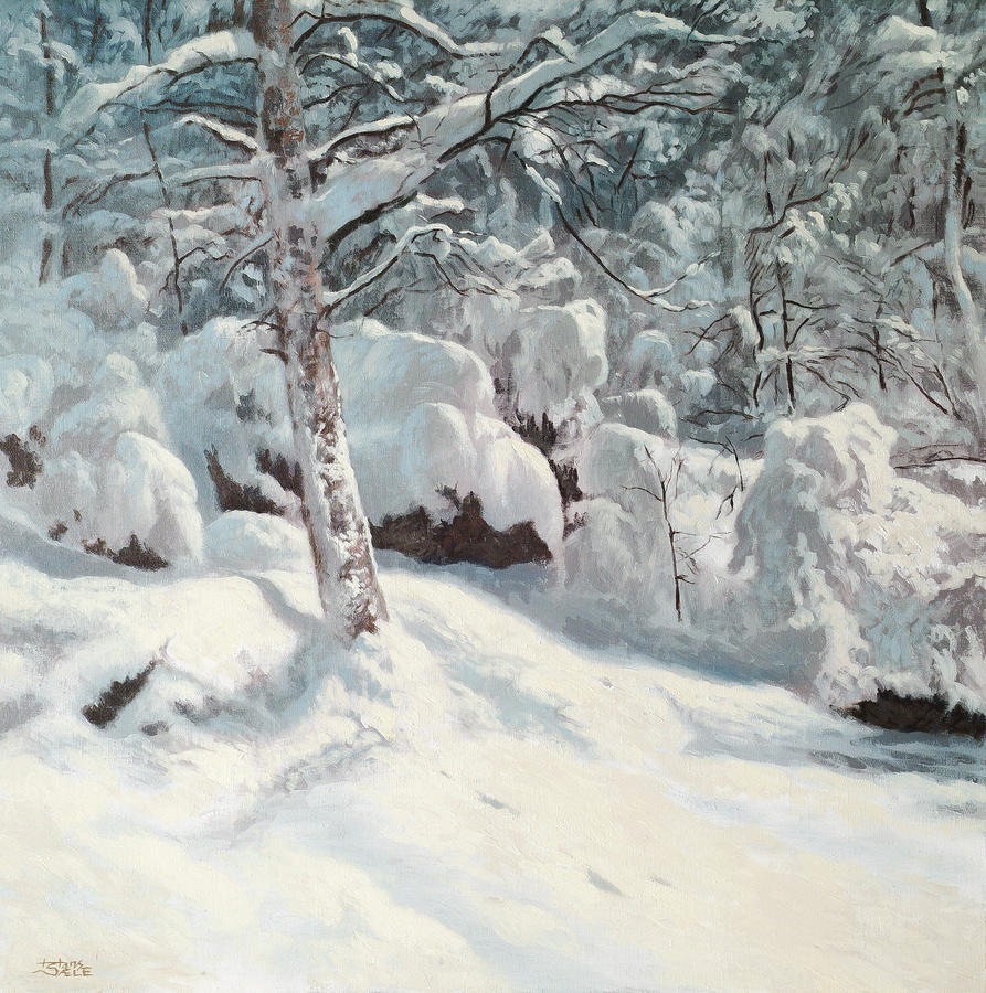 Winter Forest Interior Painting by Hans Egil Saele