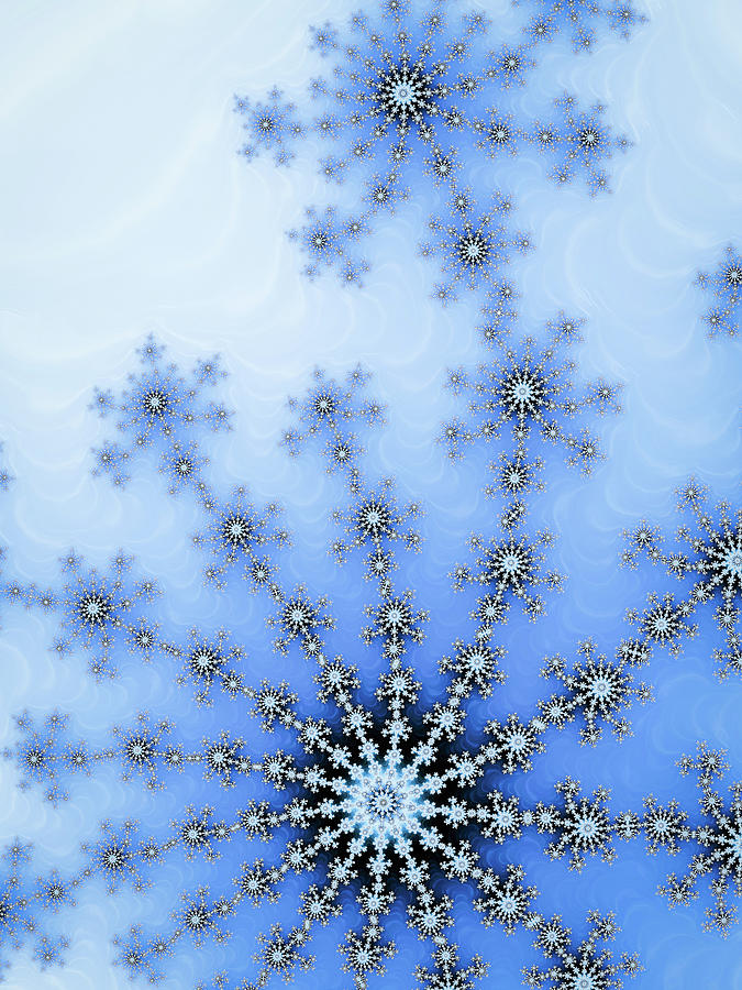 Winter Fractal blue and white ice crystal Digital Art by Matthias Hauser