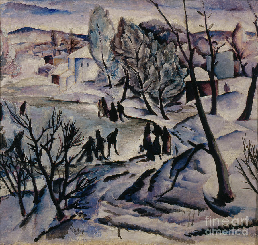Winter. Frozen Pond, 1923-1924. Artist Drawing by Heritage Images