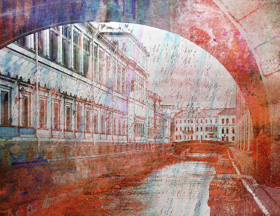 Bridge Digital Art -  Winter groove in St. Petersburg by Maria Prokopeva