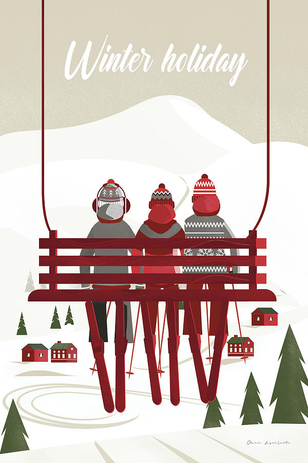 Cabin Digital Art - Winter Holiday Red by Omar Escalante