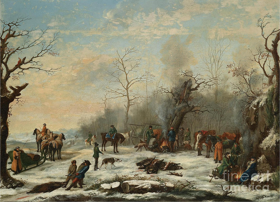 Winter Hunt, Mid Of The 19th Cen Drawing by Heritage Images