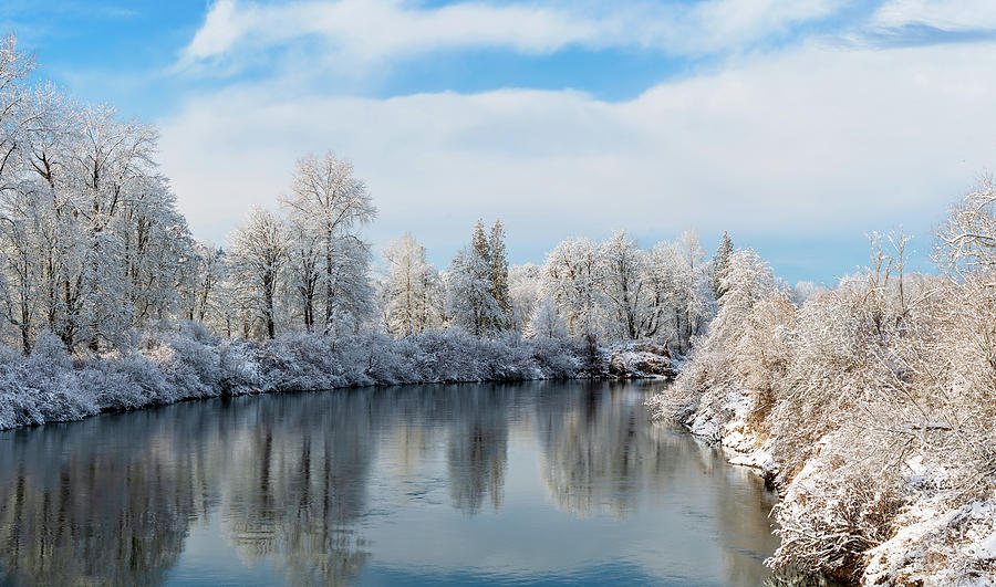 Winter in Snoqualmie River Digital Art by Michael Lee