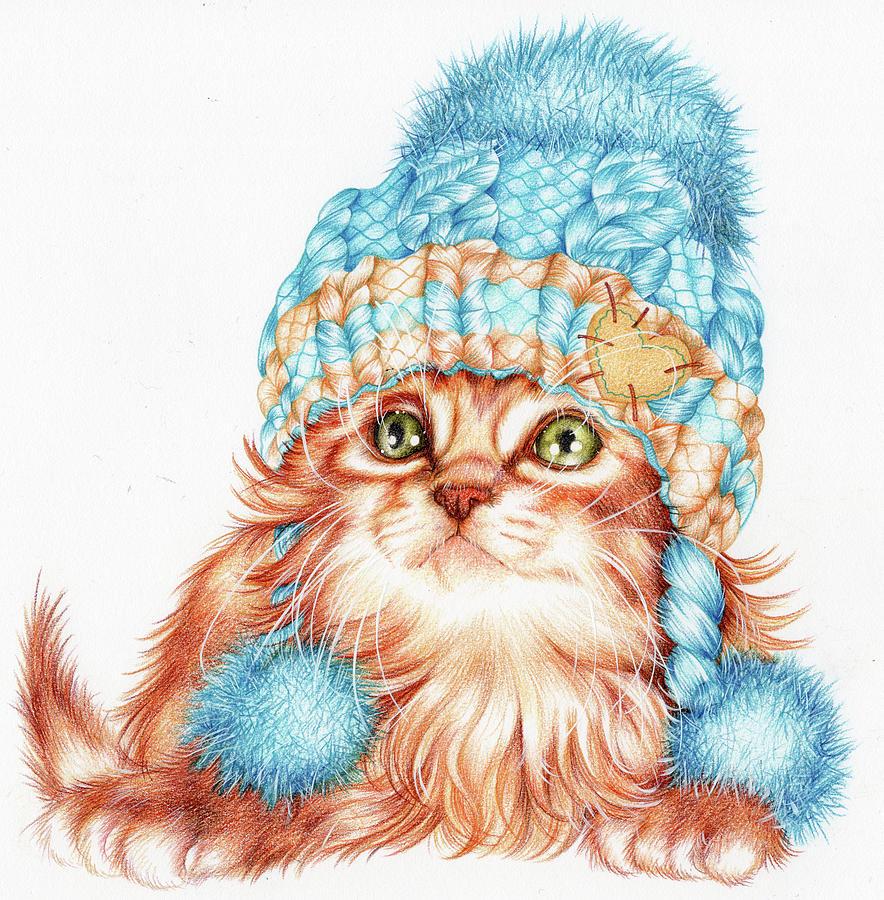 Winter Kitten  Painting by Cb  Studios