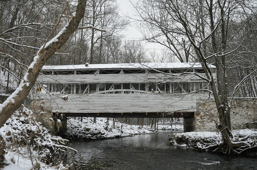 Winter - Knox Covered Bridge - Chester County Pa Photograph by Bill Cannon