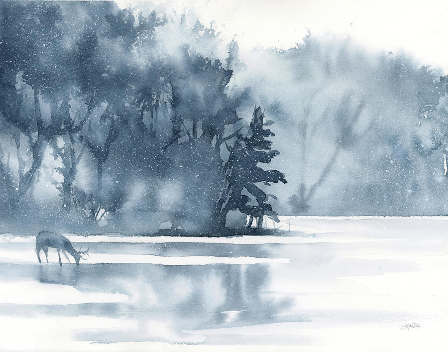 Winter Lake Painting by Katrina Pete - Fine Art America