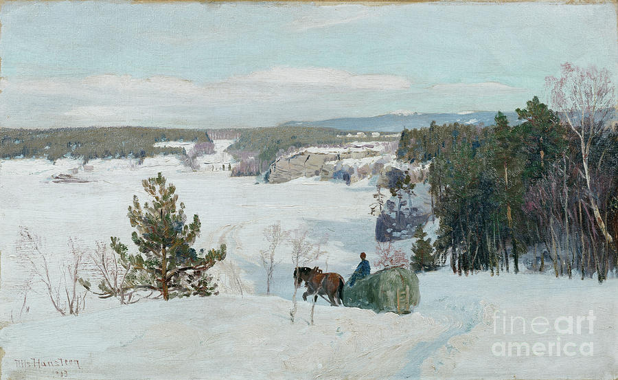Winter Landscape, 1903 By Nils Hansteen Painting by Nils Hansteen