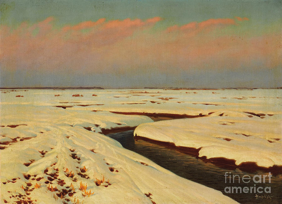 Winter Landscape. Artist Kryzhitsky Drawing by Heritage Images
