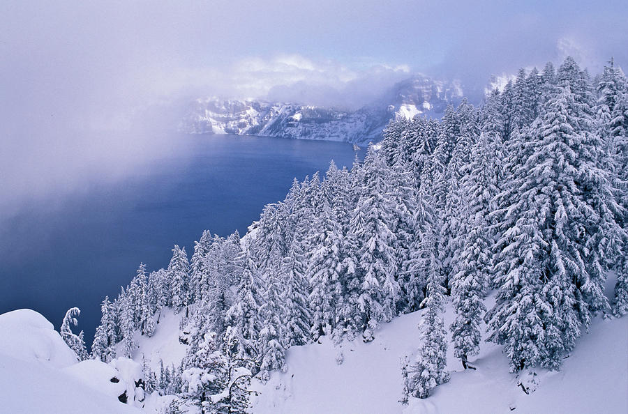 Winter Landscape, Crater Lake Np, Or Digital Art by Heeb Photos