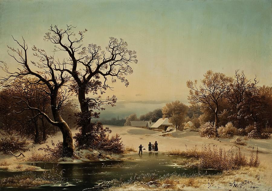 Winter Landscape From Bordesholm Painting by Johann Mohr - Fine Art America