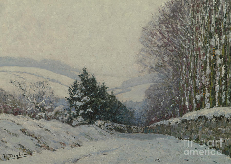 Winter Landscape Painting by Henri Deglume