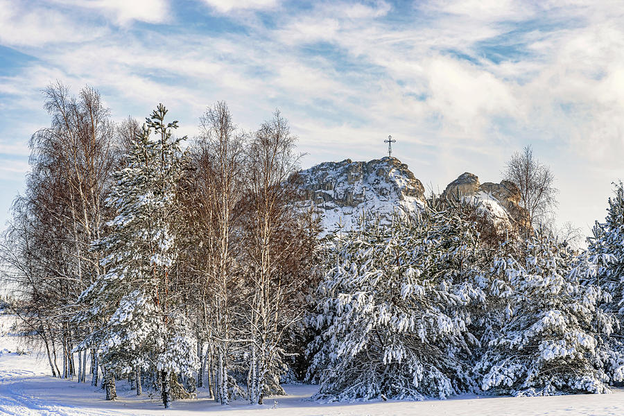 Winter landscape in the snowy forest and mountain near Czestocho Photograph by Marek Poplawski