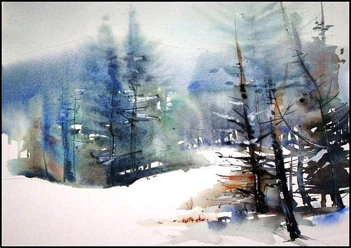 Winter Painting By Laszlo Pomothy 